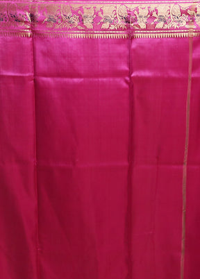 Pink Handloom Baluchari Pure Silk Saree With Blouse Piece