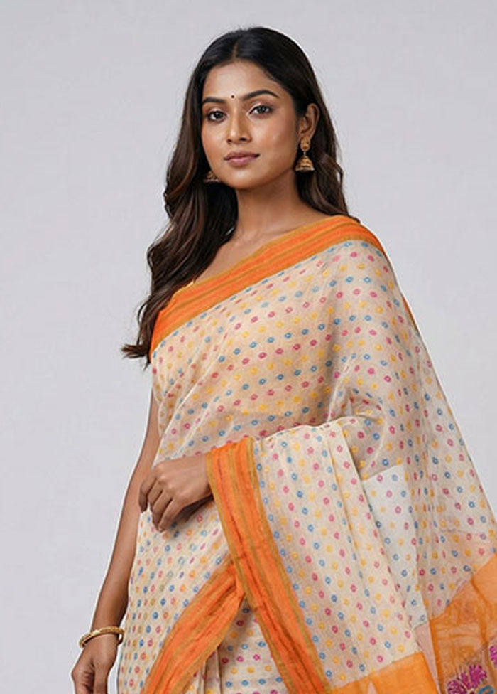 Grey Jamdani Cotton Saree Without Blouse Piece