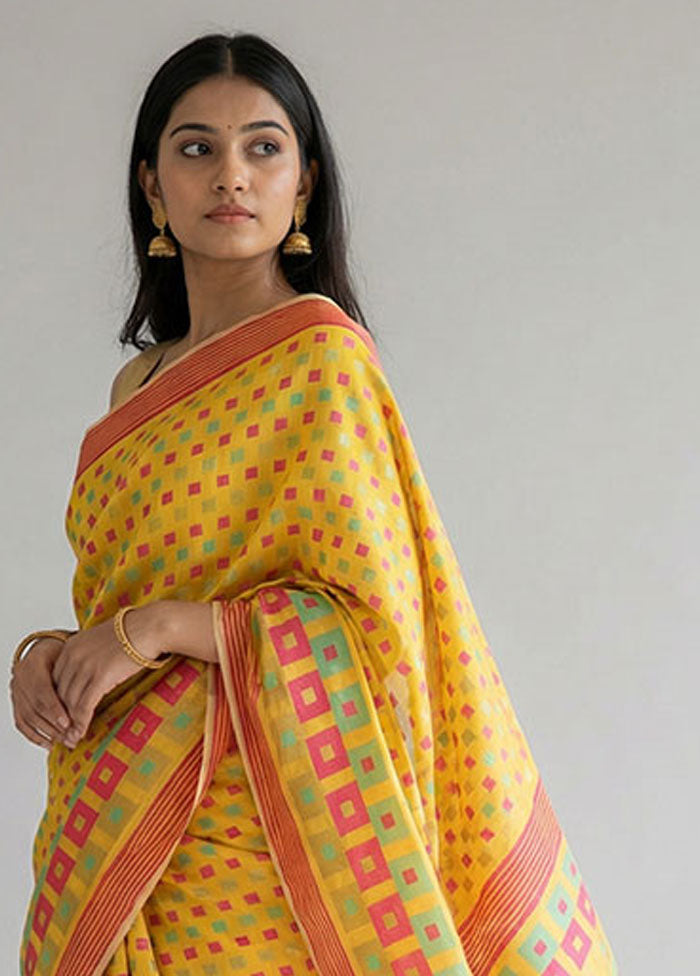 Multicolor Jamdani Cotton Saree Without Blouse Piece