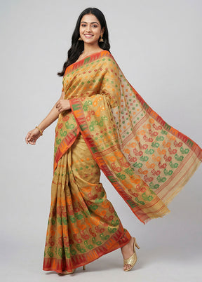 Green Jamdani Cotton Saree Without Blouse Piece