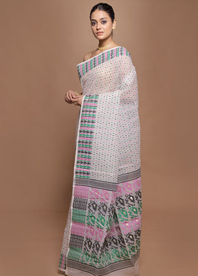 Cream Tant Jamdani Saree Without Blouse Piece