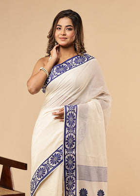 White Matka Silk Saree With Blouse Piece