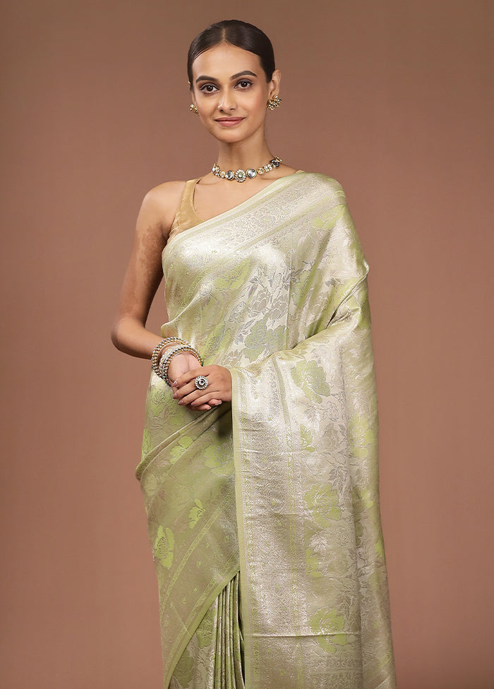 Green Dupion Silk Saree With Blouse Piece