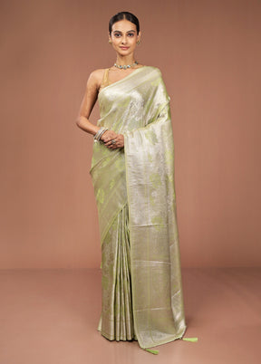 Green Dupion Silk Saree With Blouse Piece
