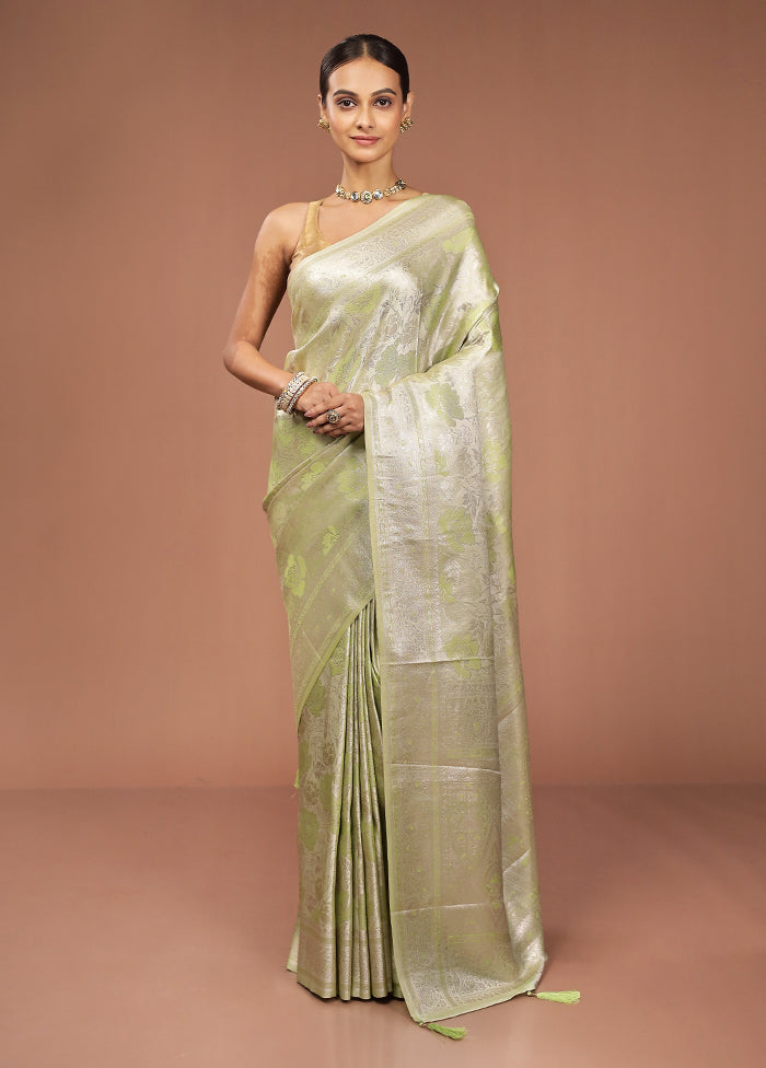 Green Dupion Silk Saree With Blouse Piece