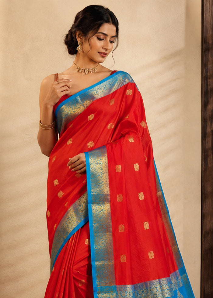 Pink Handloom Kanchipuram Pure Silk Saree With Blouse Piece