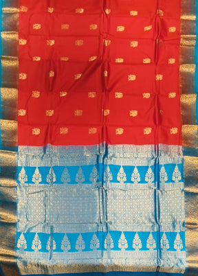 Pink Handloom Kanchipuram Pure Silk Saree With Blouse Piece