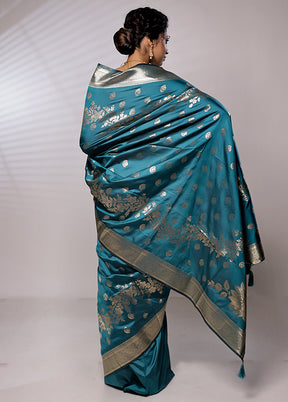 Green Dupion Silk Saree With Blouse Piece - Indian Silk House Agencies