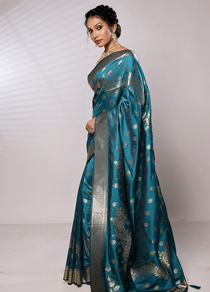 Green Dupion Silk Saree With Blouse Piece - Indian Silk House Agencies