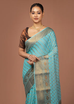 Green Georgette Saree With Blouse Piece