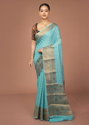 Green Georgette Saree With Blouse Piece