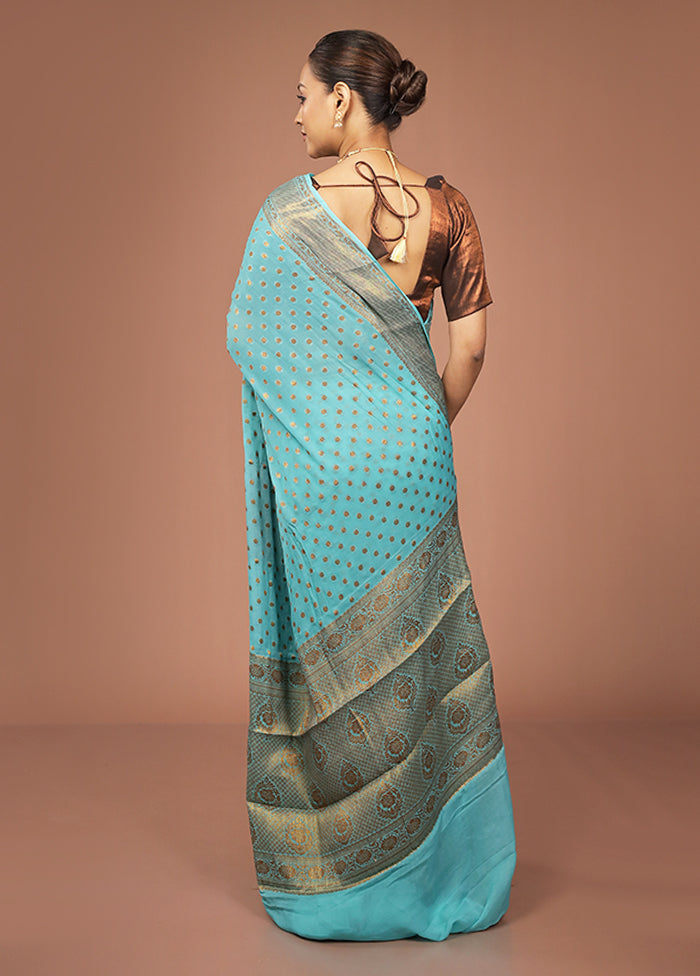 Green Georgette Saree With Blouse Piece
