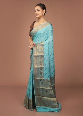 Green Georgette Saree With Blouse Piece
