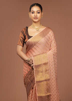 Peach Georgette Saree With Blouse Piece