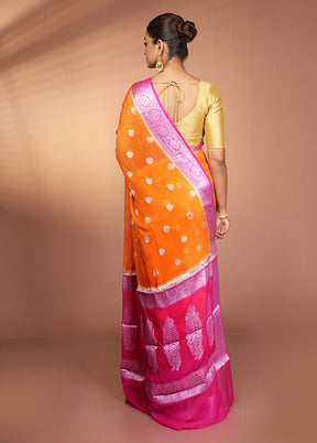 Orange Georgette Saree With Blouse Piece