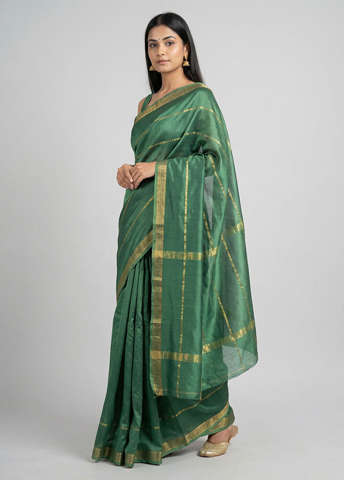 Green Kanjivaram Silk Saree With Blouse Piece
