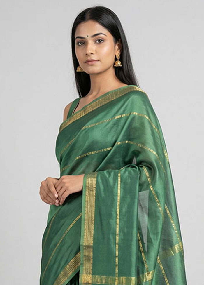 Green Kanjivaram Silk Saree With Blouse Piece