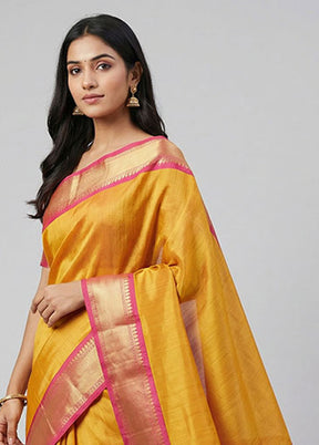 Multicolor Handloom Kanjivaram Pure Silk Saree With Blouse Piece