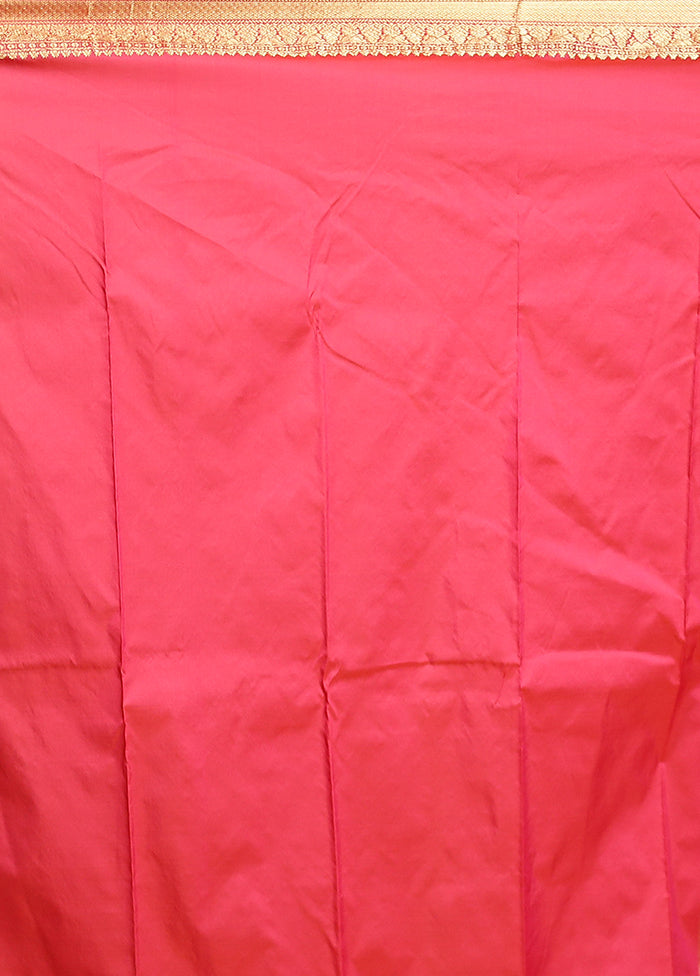Pink Handloom Kanjivaram Pure Silk Saree With Blouse Piece