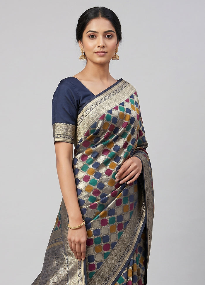 Blue Cotton Saree With Blouse Piece