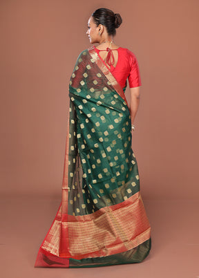 Green Organza Saree With Blouse Piece