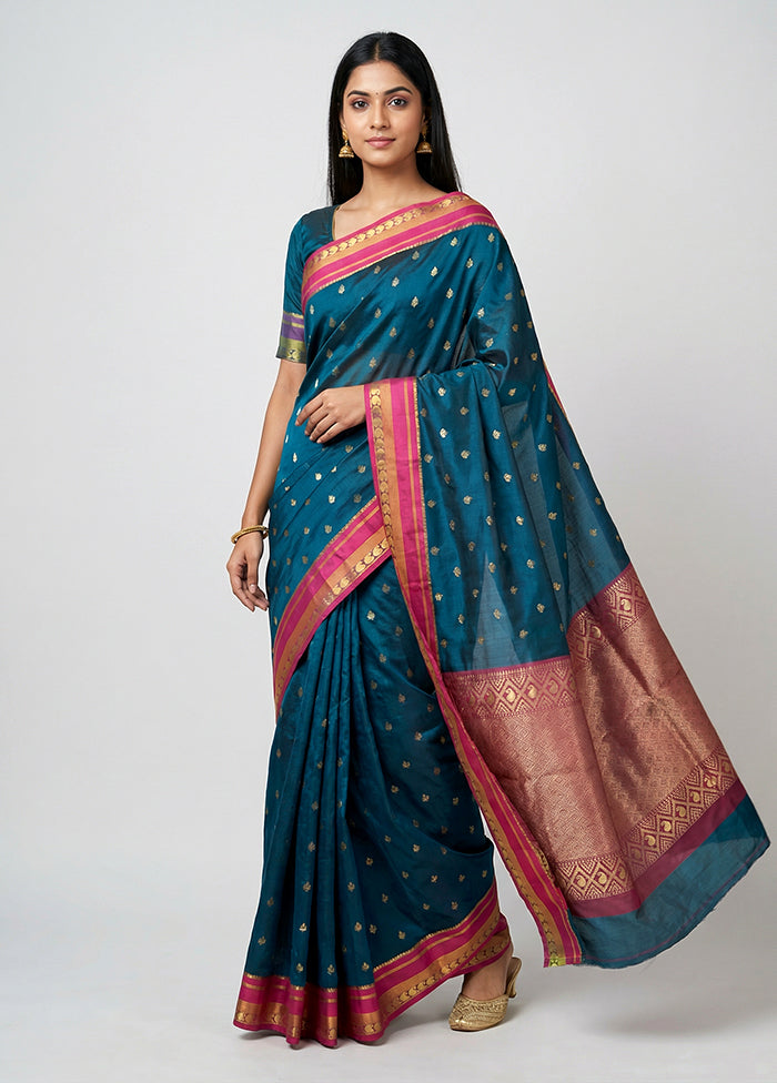 Green Kanjivaram Silk Saree With Blouse Piece
