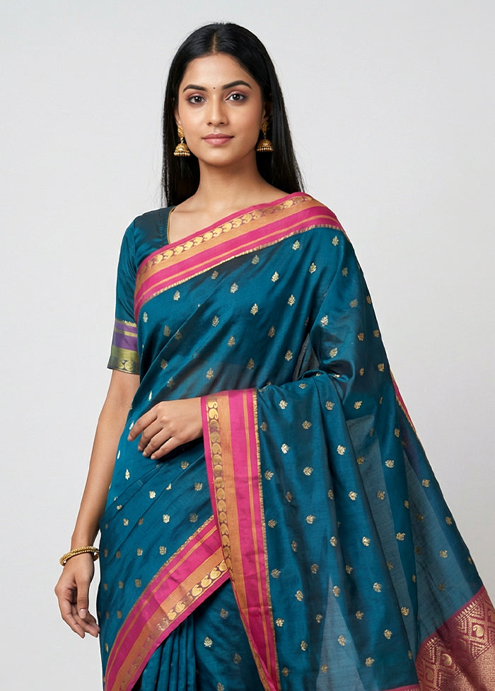 Green Kanjivaram Silk Saree With Blouse Piece