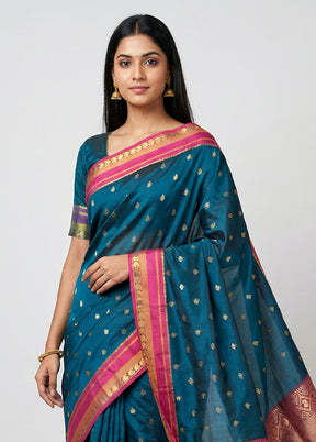Green Kanjivaram Silk Saree With Blouse Piece