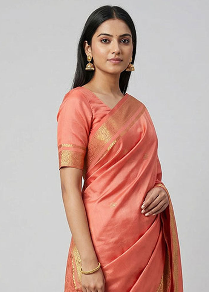 Red Kanjivaram Silk Saree With Blouse Piece