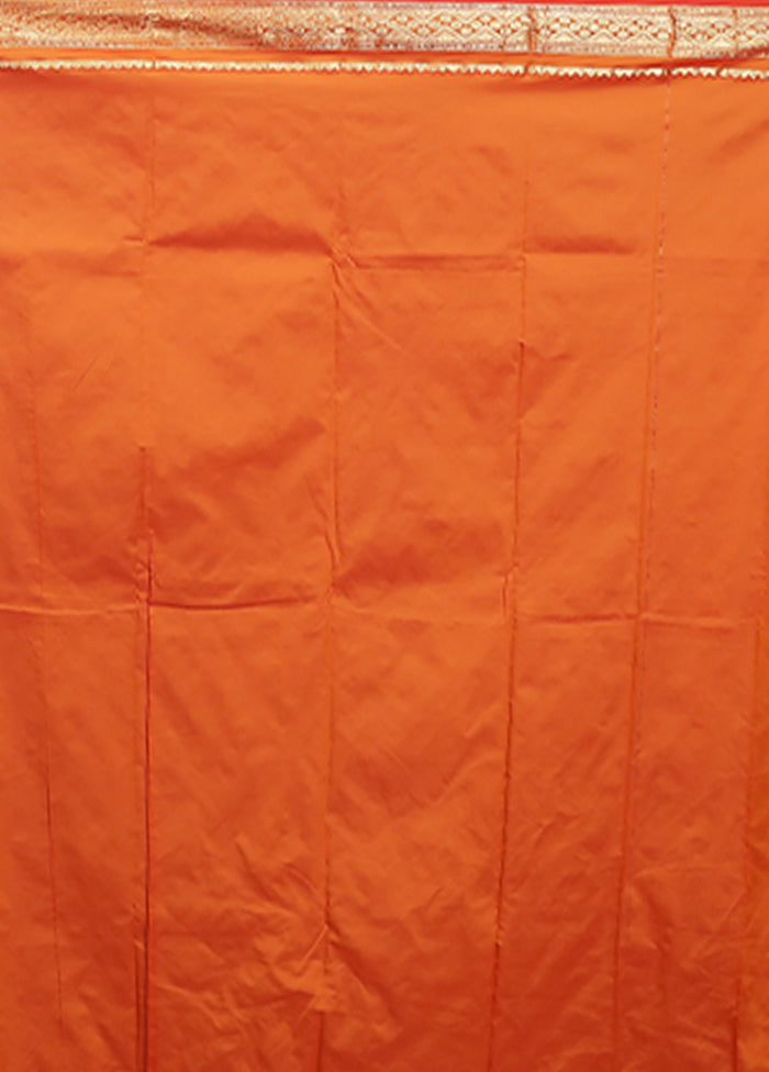 Peach Kanjivaram Silk Saree With Blouse Piece