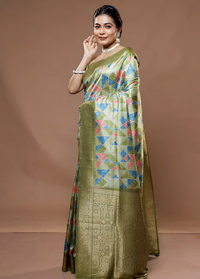 Multicolor Dupion Silk Saree With Blouse Piece - Indian Silk House Agencies