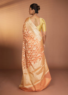 Peach Cotton Saree With Blouse Piece