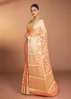 Peach Cotton Saree With Blouse Piece