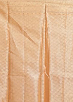 Peach Cotton Saree With Blouse Piece