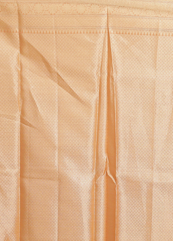 Peach Cotton Saree With Blouse Piece