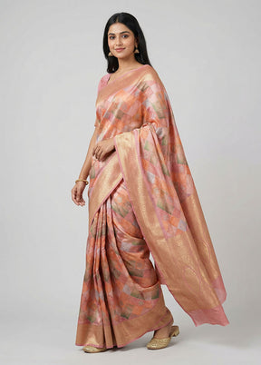 Pink Dupion Silk Saree With Blouse Piece