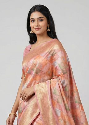 Pink Dupion Silk Saree With Blouse Piece