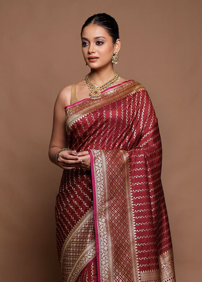Maroon Katan Silk Saree With Blouse Piece