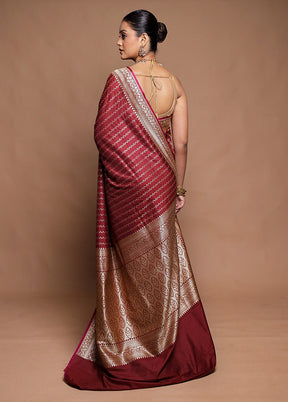Maroon Katan Silk Saree With Blouse Piece