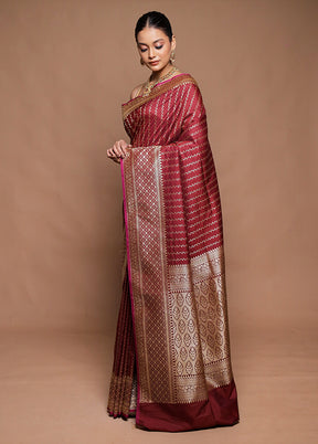 Maroon Katan Silk Saree With Blouse Piece