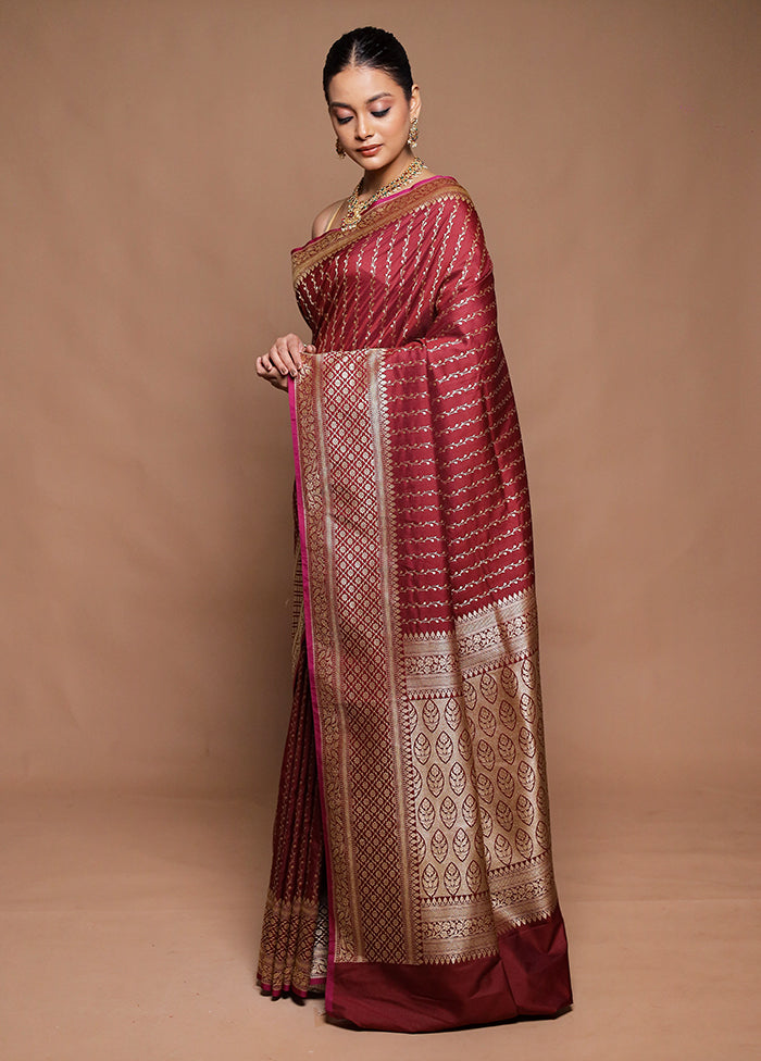 Maroon Katan Silk Saree With Blouse Piece