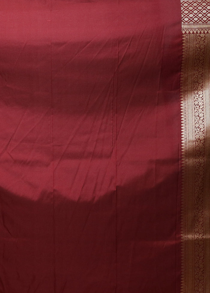 Maroon Katan Silk Saree With Blouse Piece