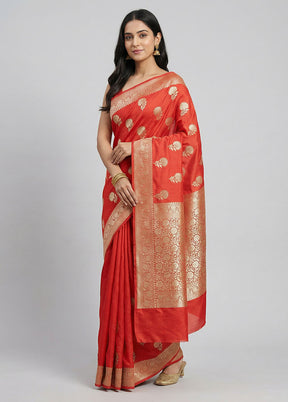 Red Katan Silk Saree With Blouse Piece
