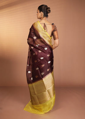 Purple Handloom Kora Pure Silk Saree With Blouse Piece
