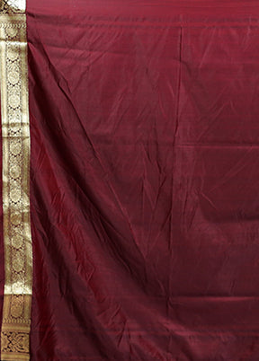 Maroon Banarasi Silk Saree With Blouse Piece