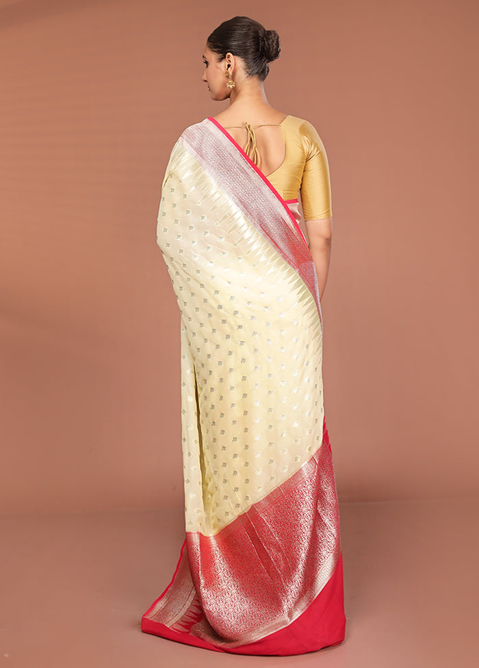 Cream Kora Silk Saree With Blouse Piece