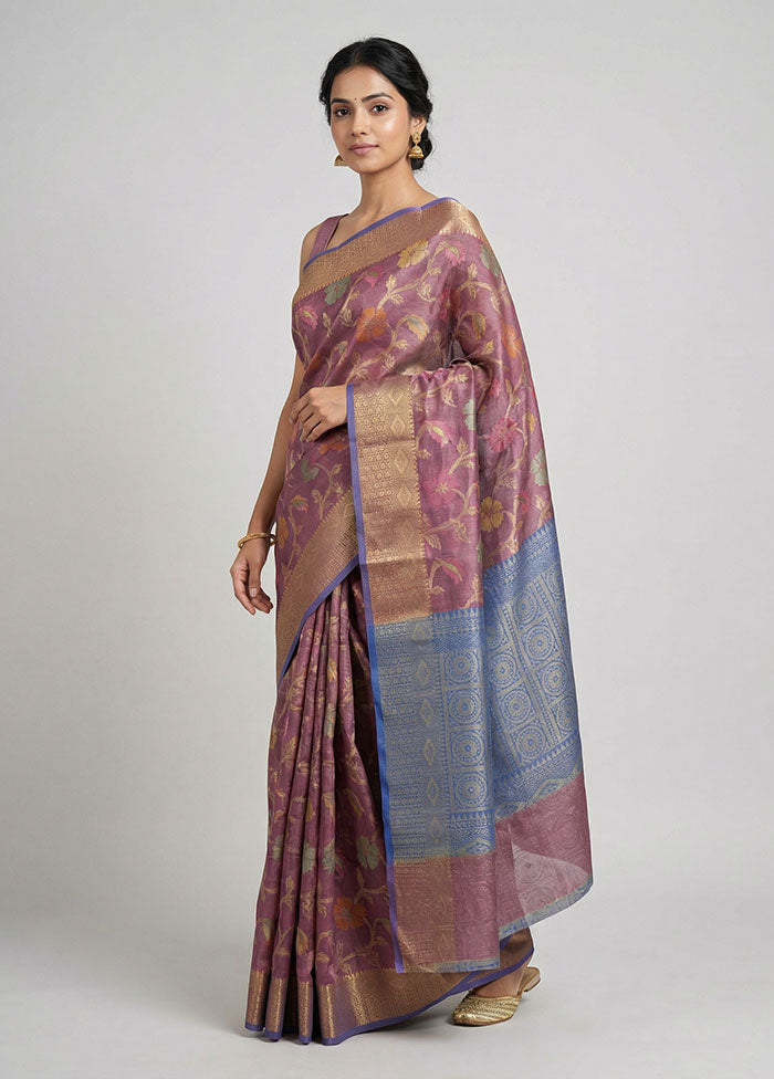 Purple Organza Saree With Blouse Piece