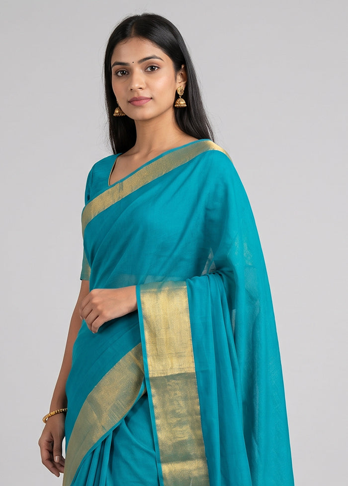 Green Chiffon Silk Saree With Blouse Piece