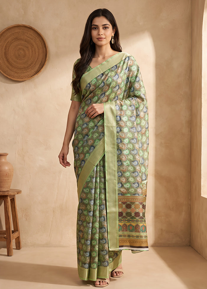 Multicolor Dupion Silk Saree With Blouse Piece