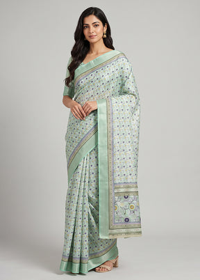 Multicolor Dupion Silk Saree With Blouse Piece